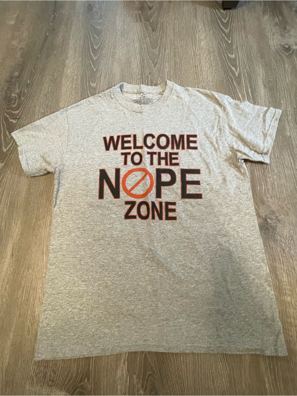 Welcome To The Nope Zone Mens Tshirt Heather Gray Size Medium